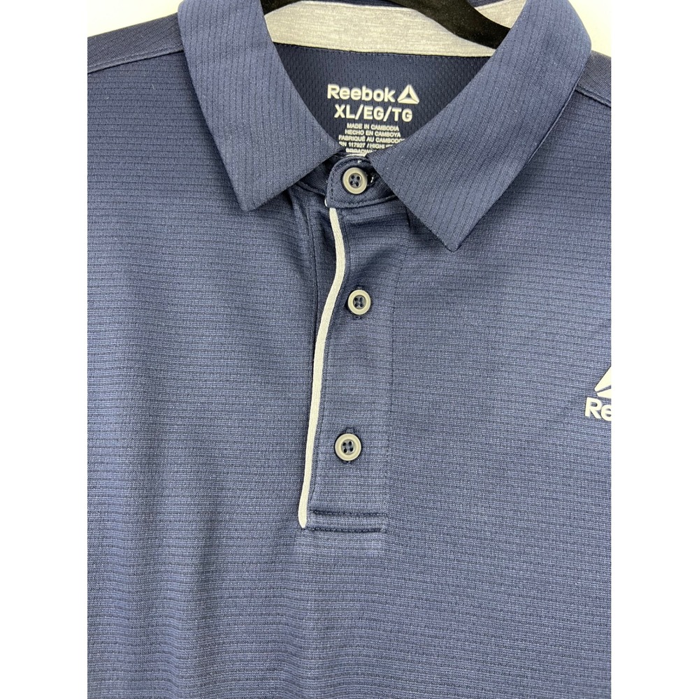 Reebok Mens XL Performance Polo Shirt Navy Blue Short Sleeve Moisture Wick NWT - Picture 3 of 12